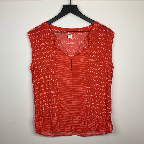 Old Navy • coral sleeveless patterned top - Picture 2 of 7